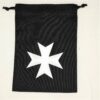 Bourse à dés plate noire - motif croix des Templiers blanc