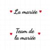 flex thermocollant pour flocage Teeshirt spécial mariage EVJF "La mariée" "Team de la mariée"