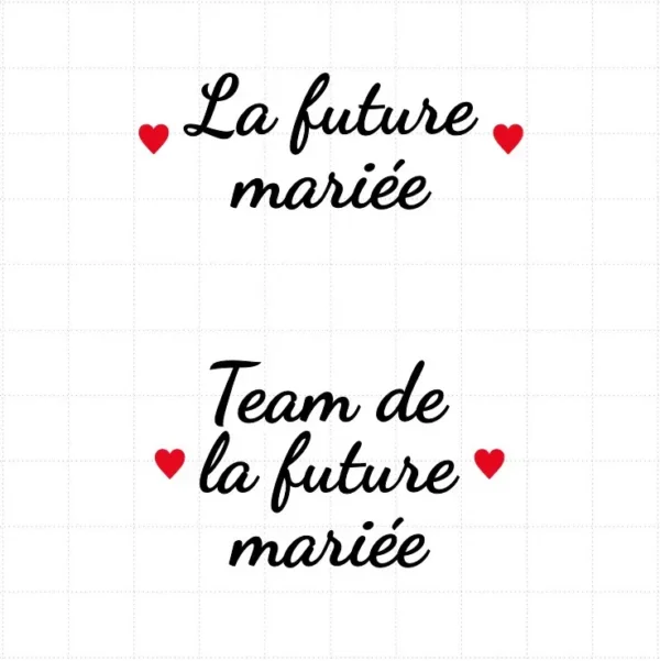 flex thermocollant pour flocage Teeshirt spécial mariage EVJF flex thermocollant pour flocage Teeshirt spécial mariage EVJF "La future mariée" "Team de la future mariée"
