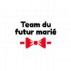 flex thermocollant nœud papillon rouge surmonté du texte Team du futur marié en noir