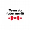 flex thermocollant nœud papillon rouge surmonté du texte Team du futur marié en noir