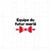 flex thermocollant nœud papillon rouge surmonté du texte équipe du futur marié en noir