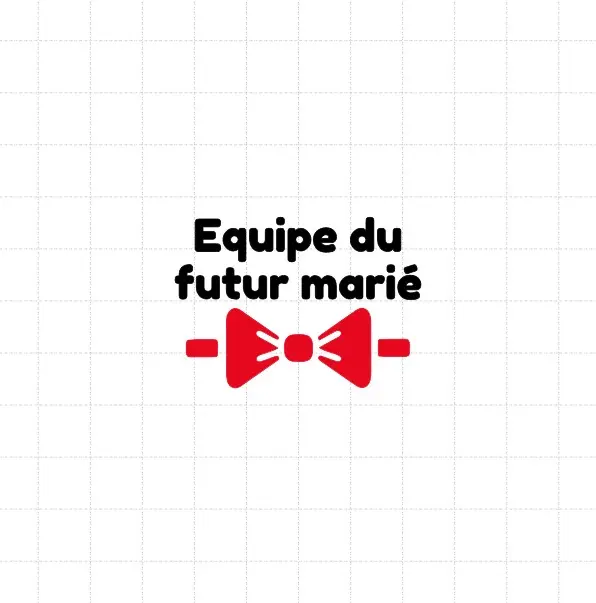 flex thermocollant nœud papillon rouge surmonté du texte équipe du futur marié en noir