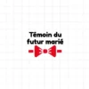 flex thermocollant nœud papillon rouge surmonté du texte témoin du futur marié en noir