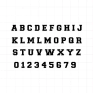 Lettre ou Chiffre à l'unité style Old School Américain en flex ou vinyle thermocollant