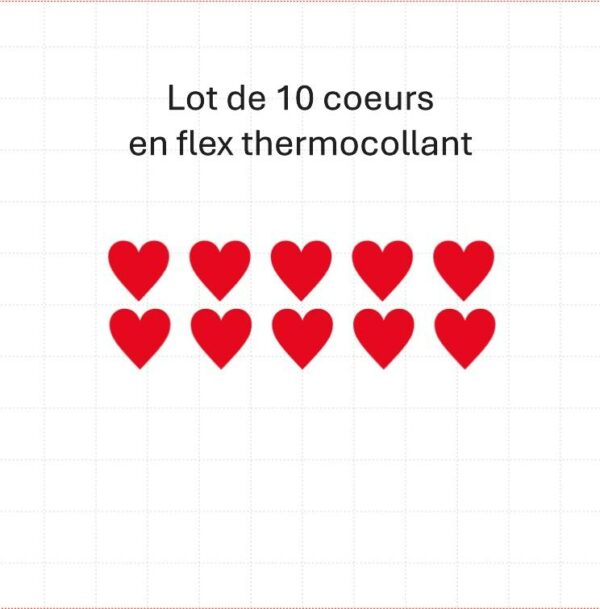 Lot de 10 cœurs en flex ou vinyle thermocollant
