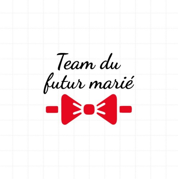 flex thermocollant nœud papillon rouge surmonté du texte témoin du futur marié en noir
