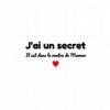 flex thermocollant avec le texte "j'ai un secret" "Il est dans le ventre de Maman"