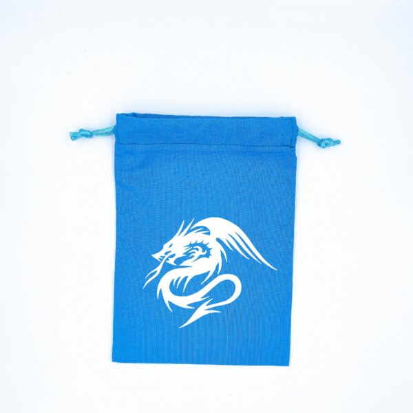 Bourse à dés plate bleue - motif dragon