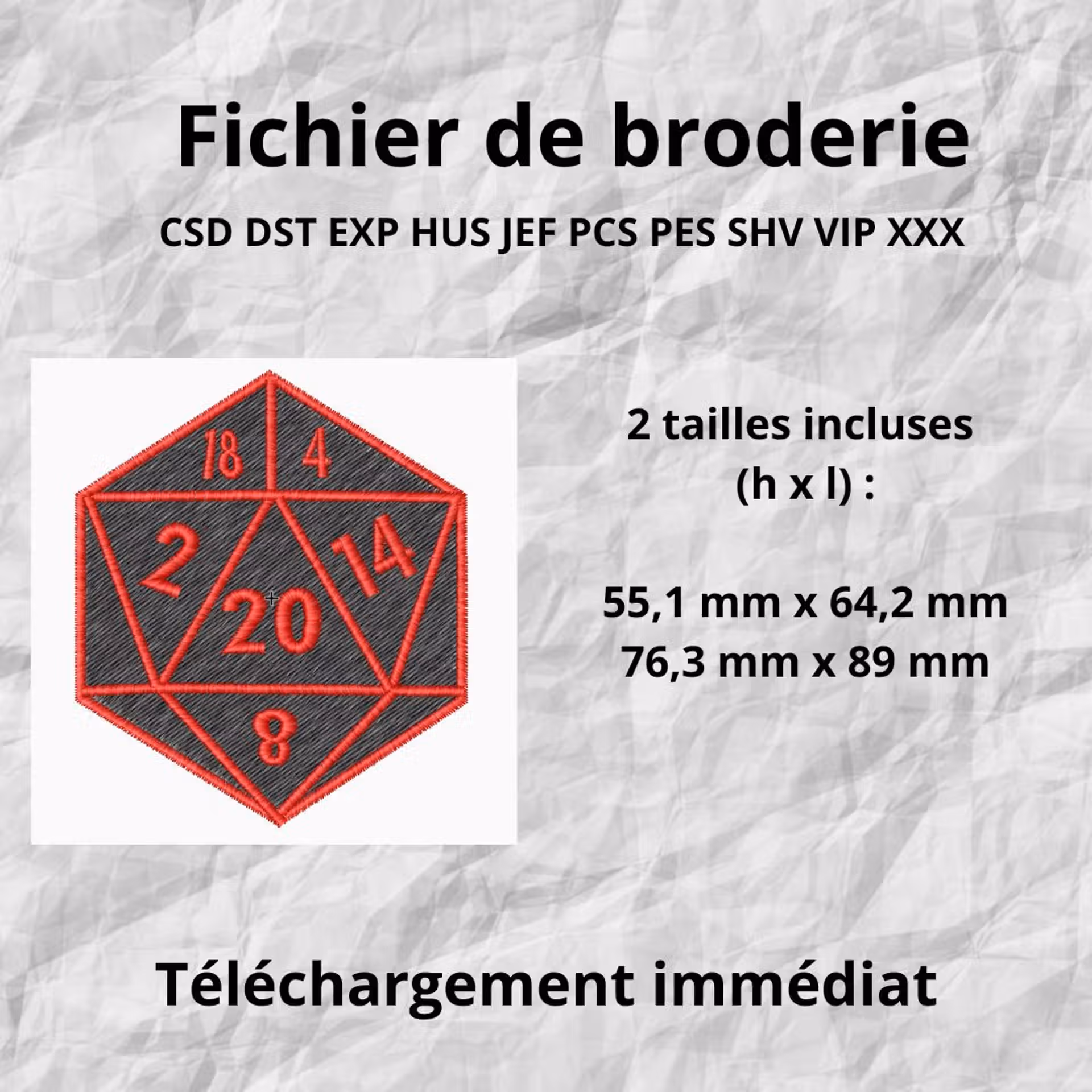 Fichier de broderie rameaux en cercle (CSD, DST, EXP, HUS, JEF, PCS, PES, SHV, VIP et XXX) comportant 2 tailles : 55.1 mm / 64.2 mm et 76.3 mm / 89 mm Le fichier est en téléchargement immédiat, pas d'expédition.