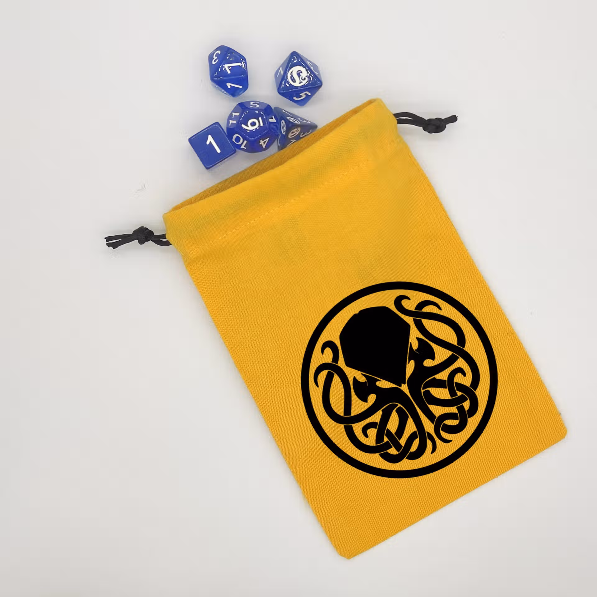 bourse à dés jaune Cthulhu noir bourse à dés jaune avec flex thermocollant Cthulhu noir