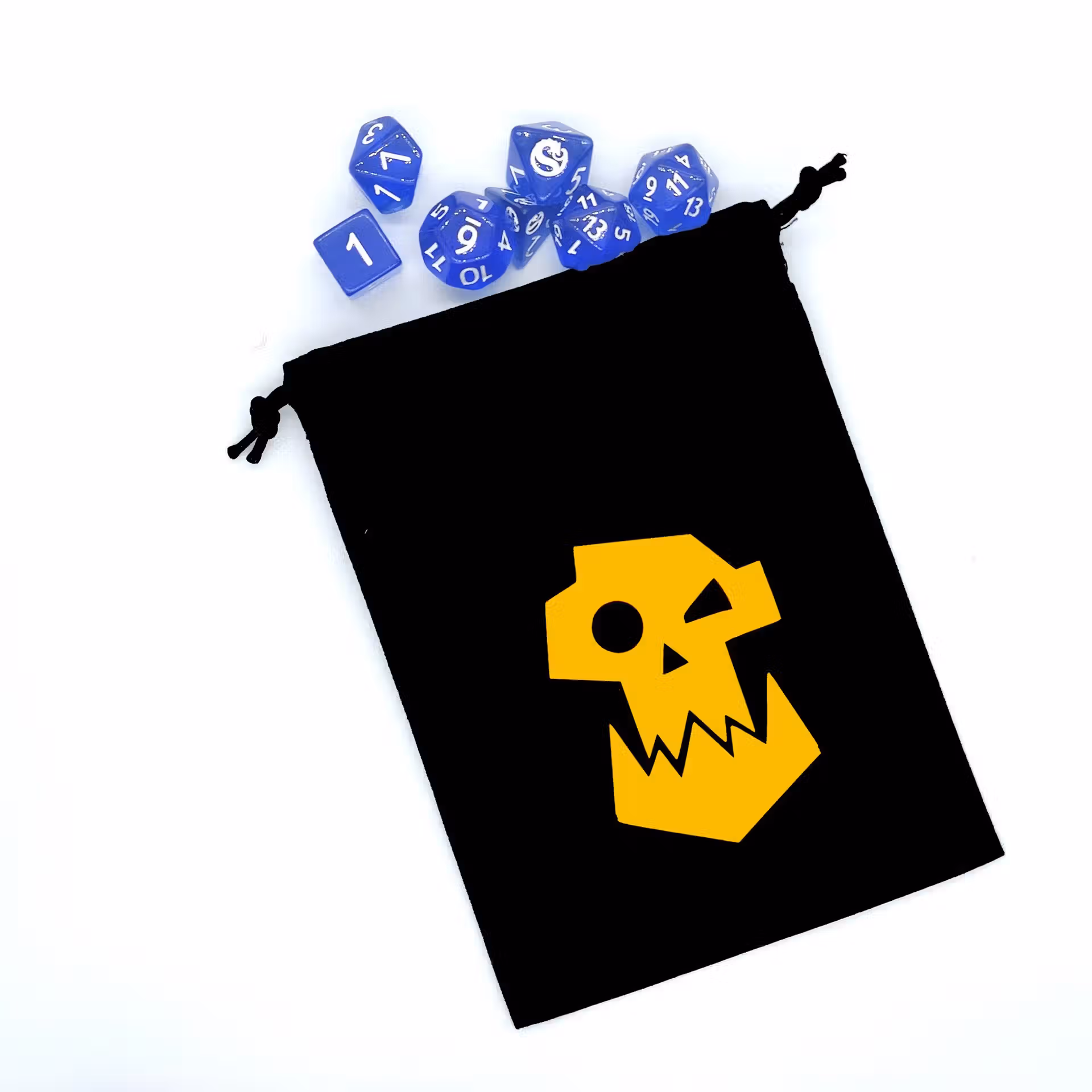 Bourse à dés noire - motif Ork, Gork ou Mork - jaune Bourse à dés noire - motif Ork, Gork ou Mork