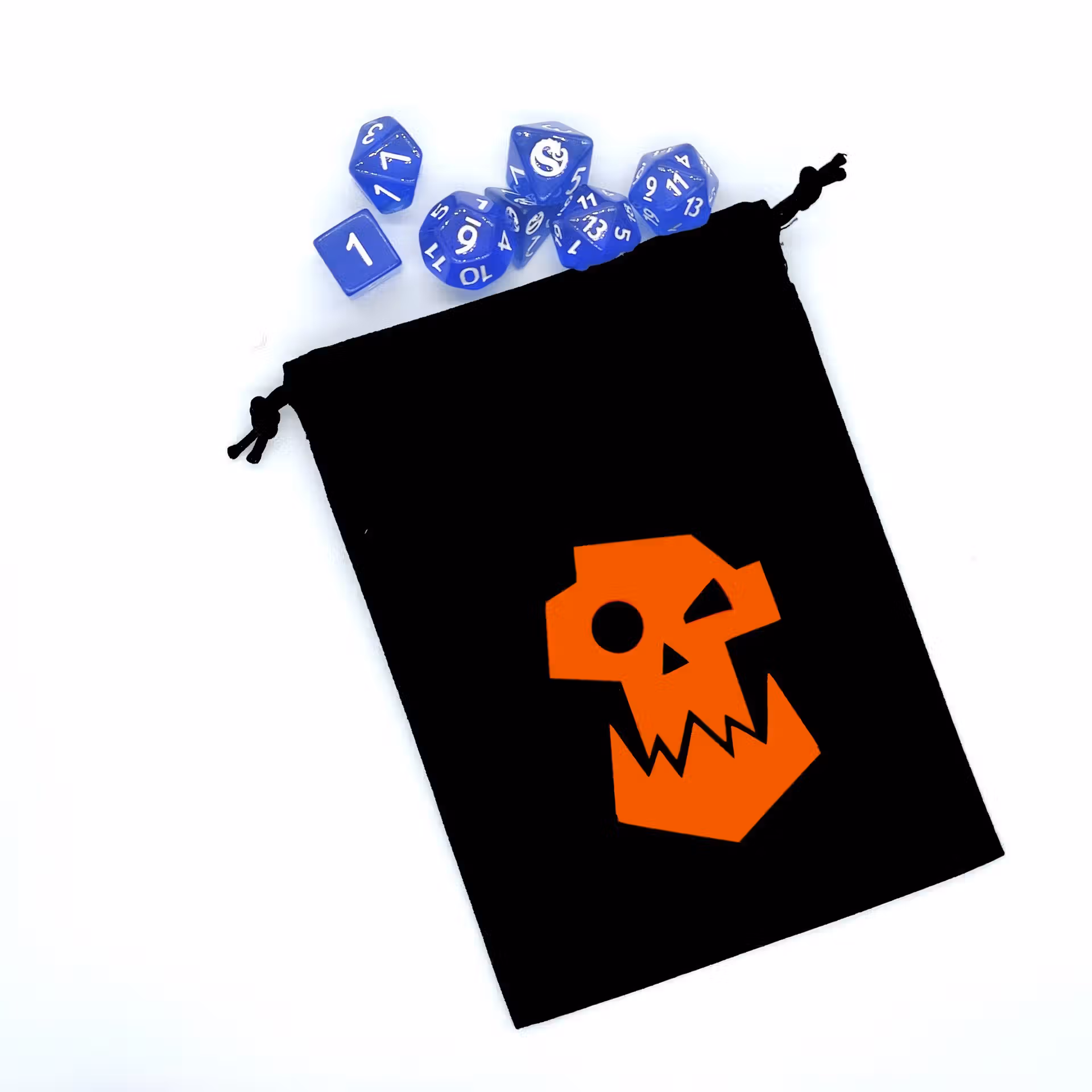 Bourse à dés noire - motif Ork, Gork ou Mork - orange Bourse à dés noire - motif Ork, Gork ou Mork