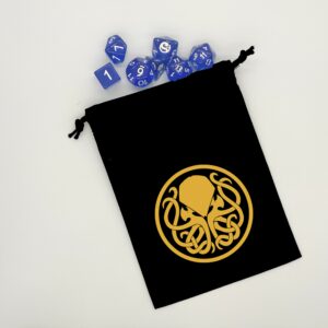 bourse à dés noire avec flex thermocollant Cthulhu doré