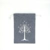 Bourse à dés plate grise- motif Arbre du Gondor argenté