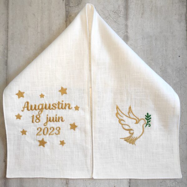 écharpes de baptême colombe enfant Augustin