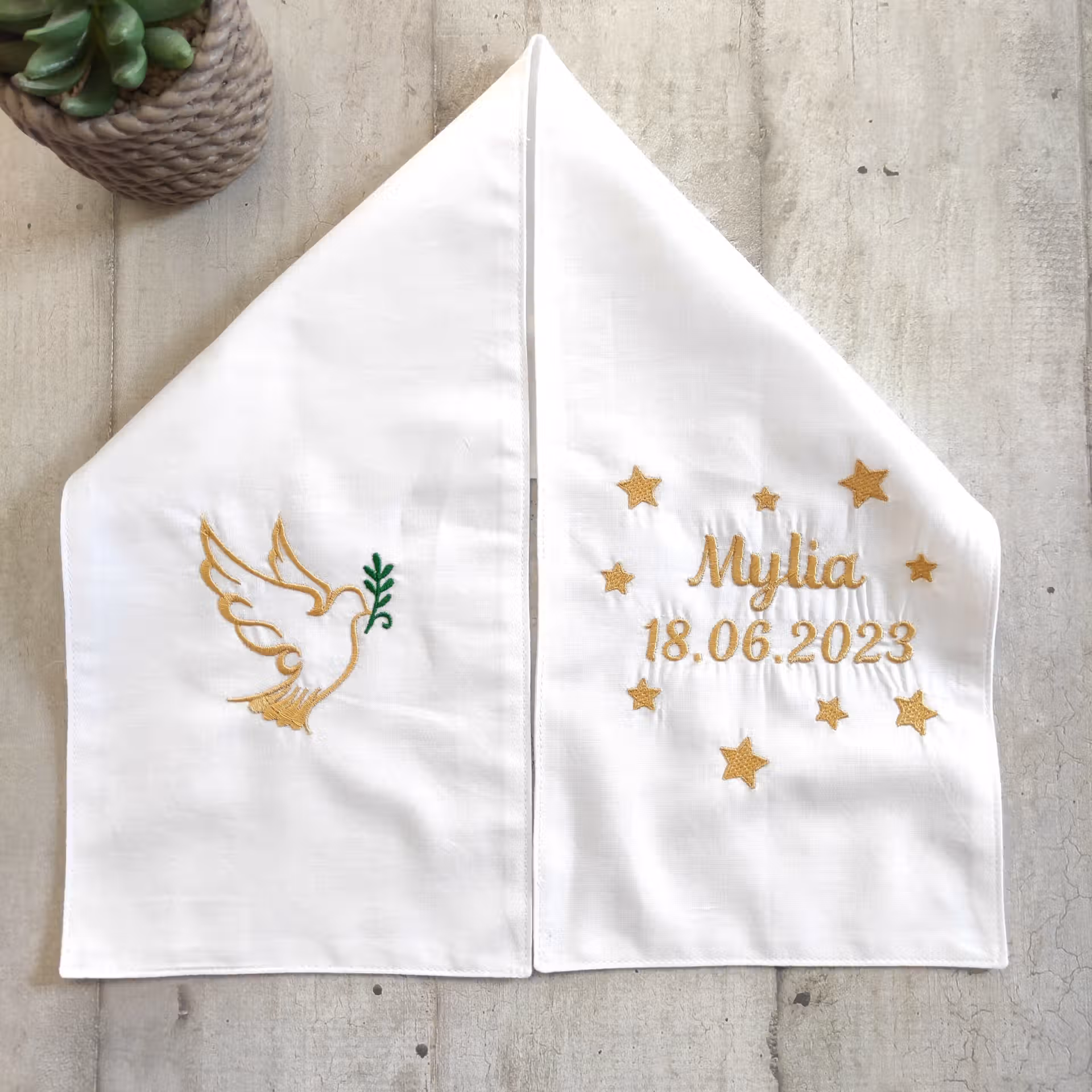 écharpes de baptême colombe enfant