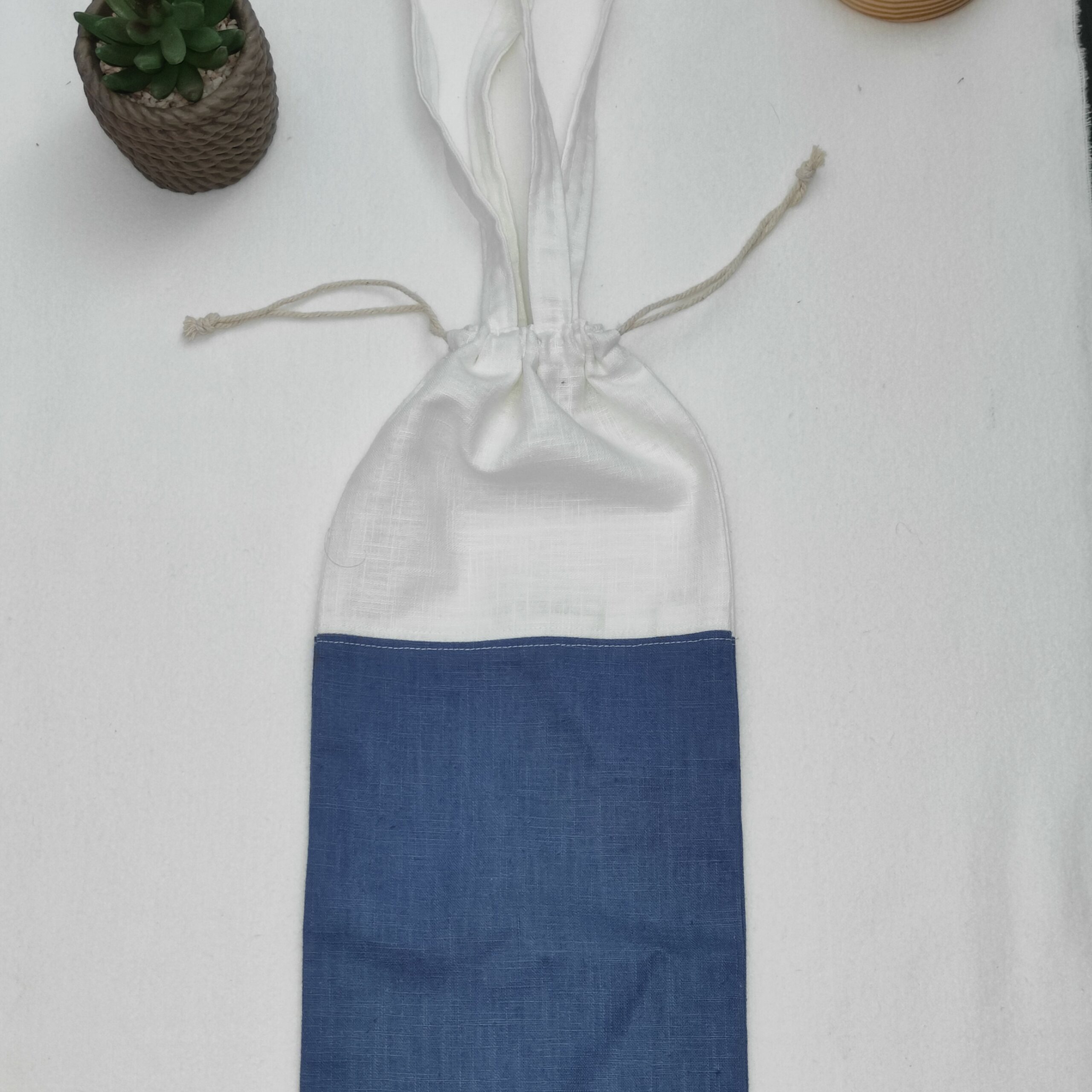 sac à pain bicolore bleu fermé