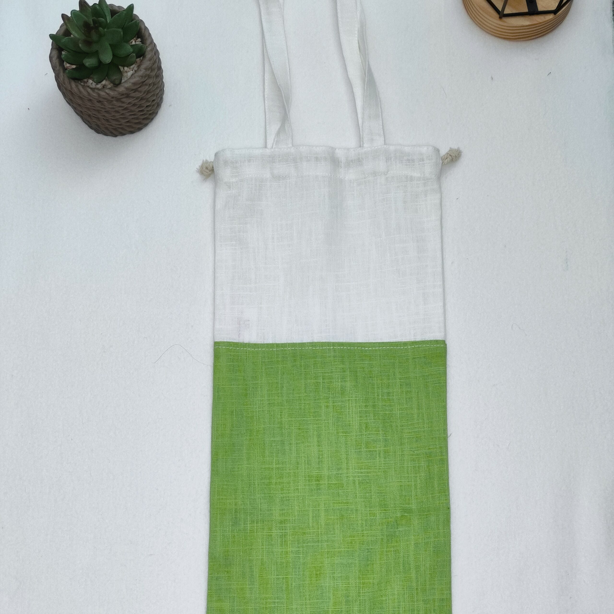 sac à pain bicolore vert et blanc