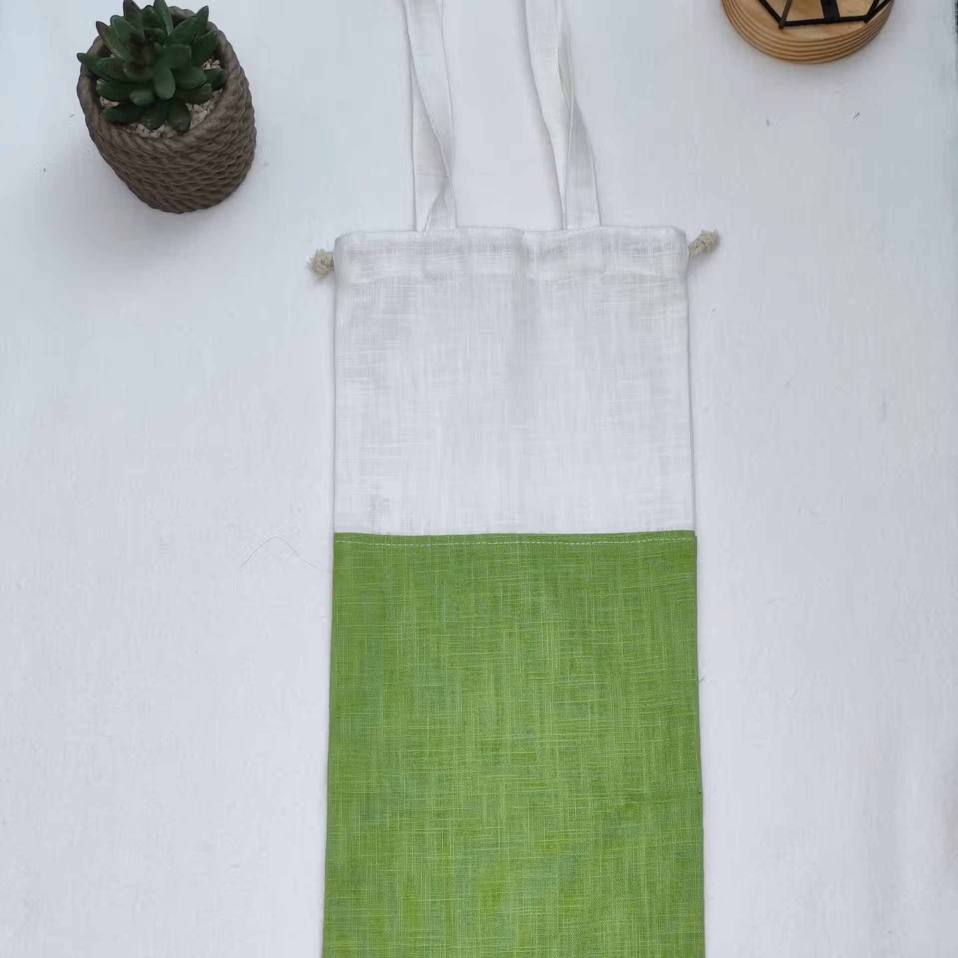 sac à pain bicolore vert et blanc
