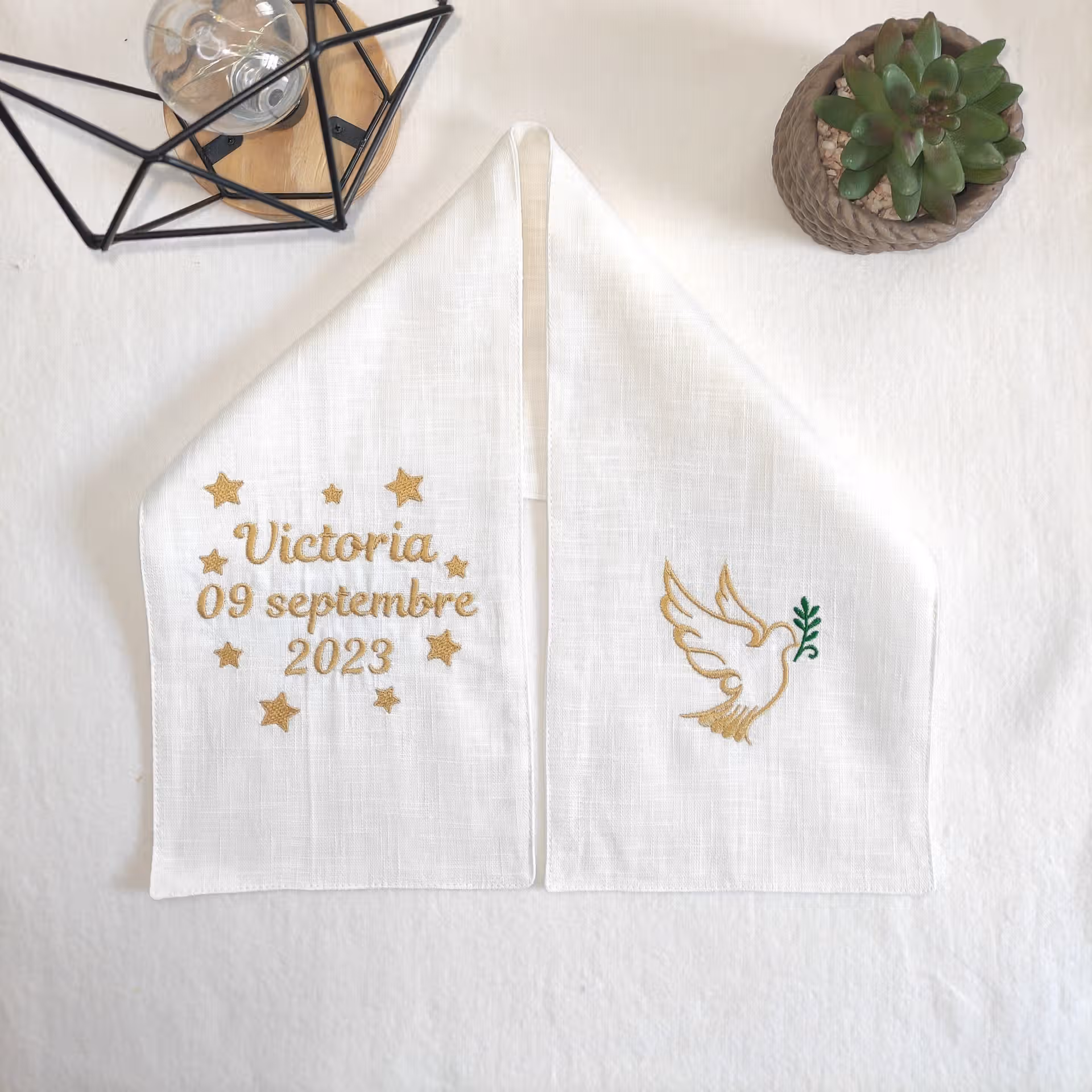 écharpe de baptême colombe Victoria