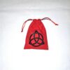 Bourse à dés plate rouge - motif nœud celtique Triquetra