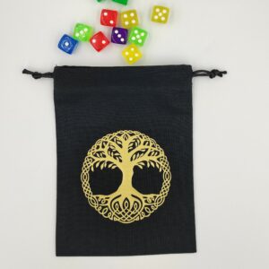 Bourse à dés plate - motif arbre de vie celtique Yggdrasil