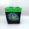 Bourse à dés carrée noire et verte - motif œil de dragon