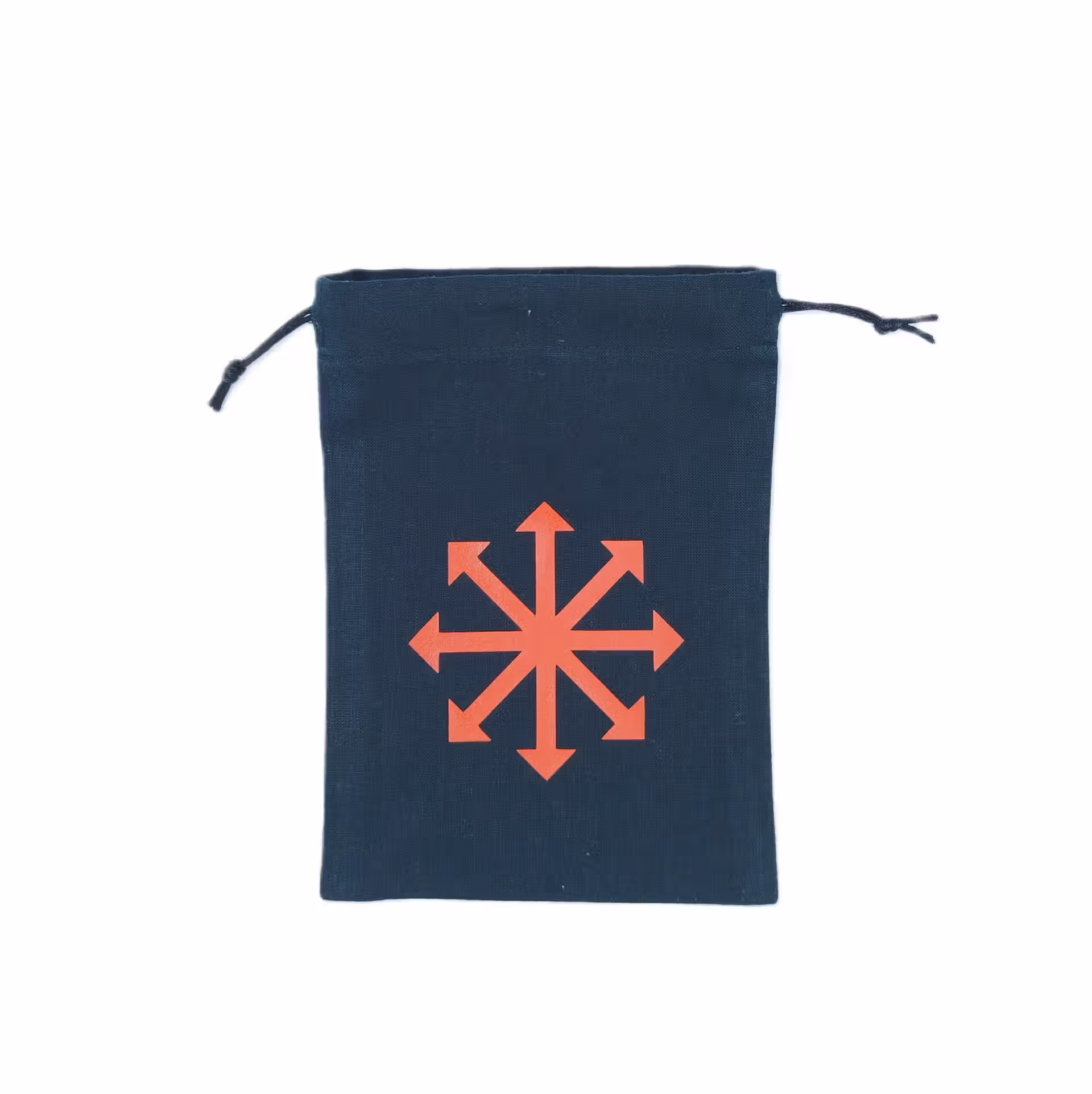 Bourse à dés plate noire - motif étoile du chaos "Space marines" rouge Bourse à dés plate noire - motif étoile du chaos "Space marines" rouge avec un set de dés de jeu de rôle