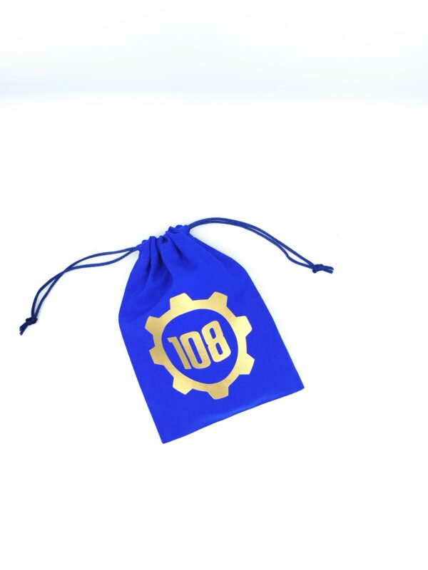 Bourse à dés plate inspirée de l'univers Fallout avec porte crantée et numéro d'abri 108 Vault Tec