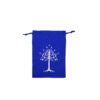 Bourse à dés plate bleue - motif Arbre du Gondor argenté