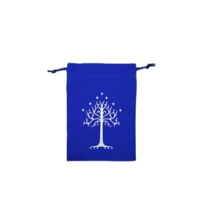 Bourse à dés plate bleue - motif Arbre du Gondor argenté