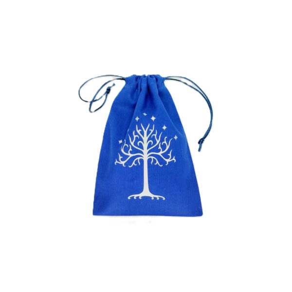 Bourse à dés plate bleue - motif Arbre du Gondor