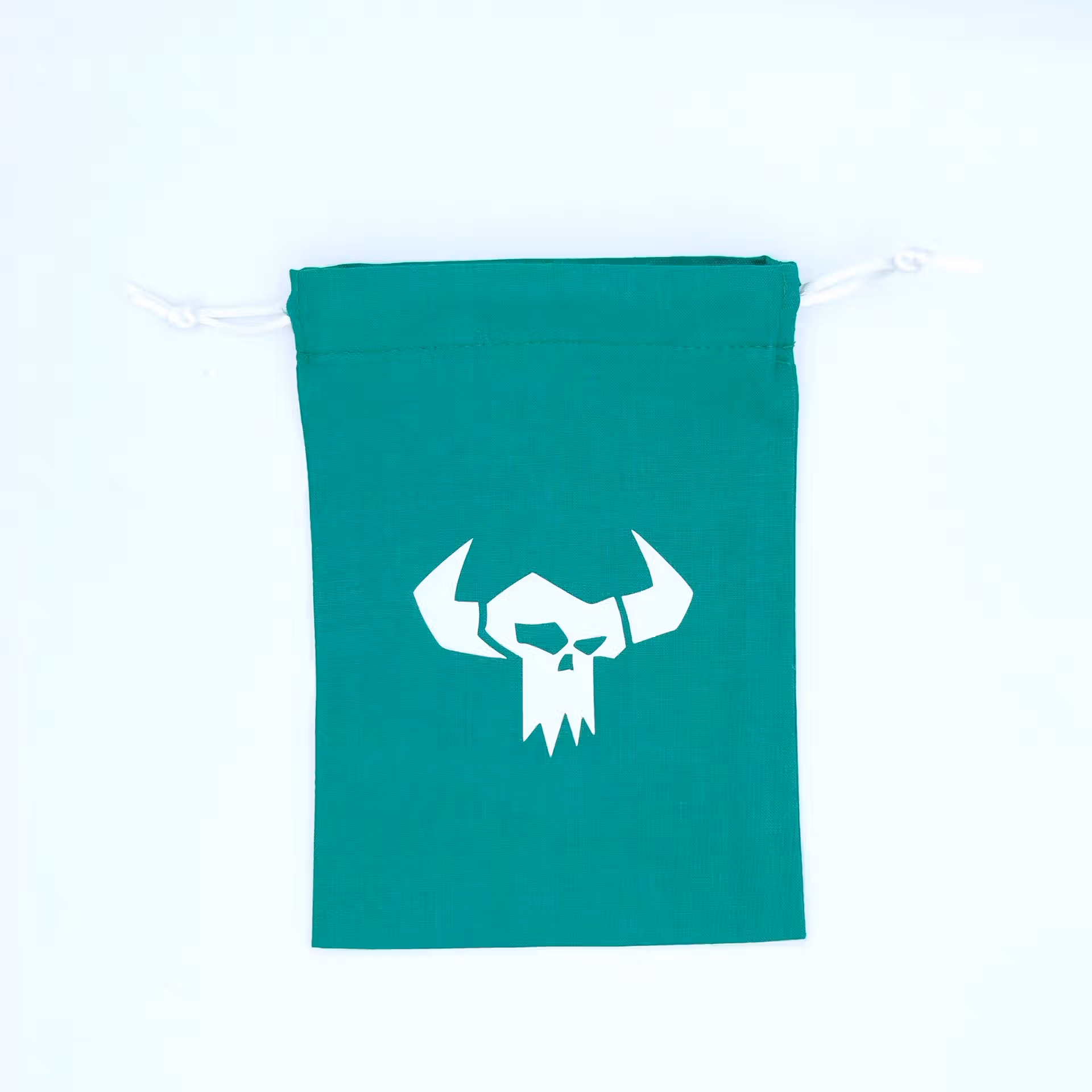 Bourse à dés plate verte - motif Ork à cornes (version 1)