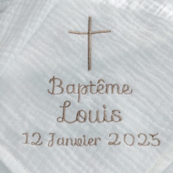 broderie croix et personnalisation sur double gaz