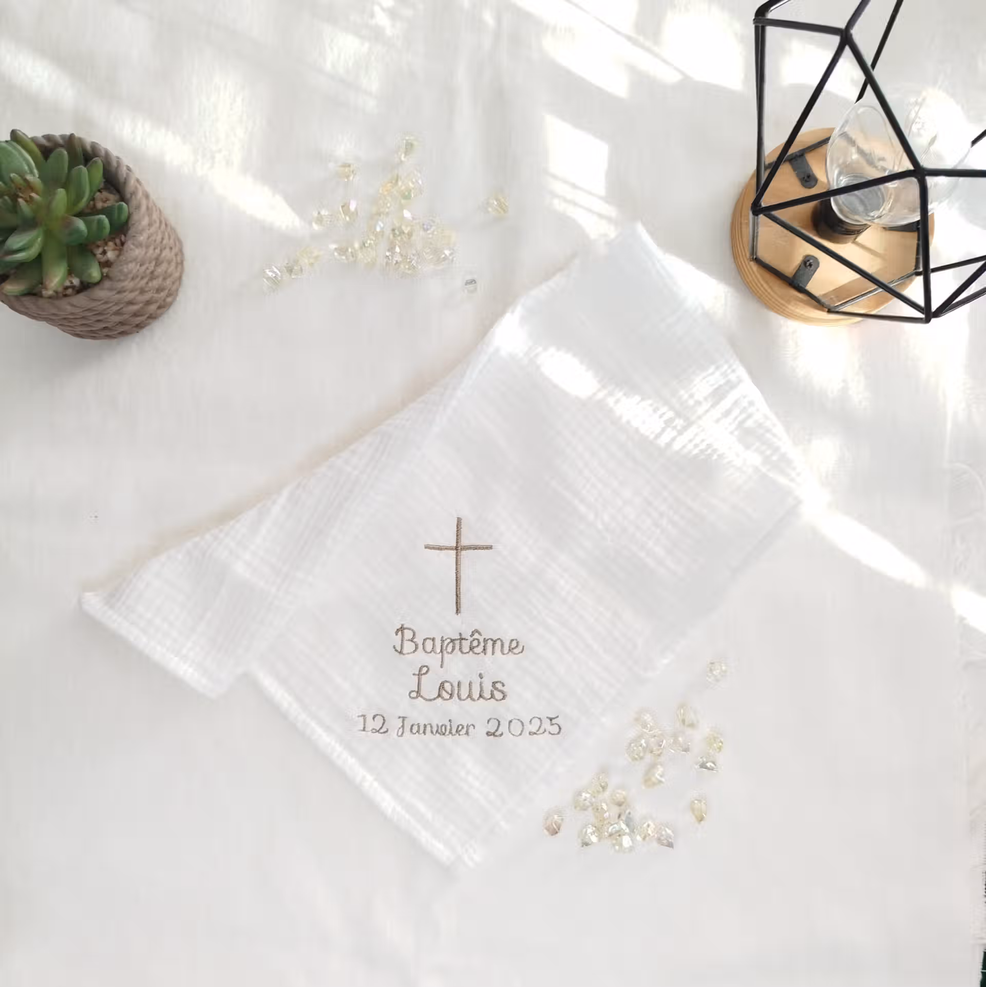 Lange en double gaz brodé et personnalisé Lange en double gaz brodé et personnalisé