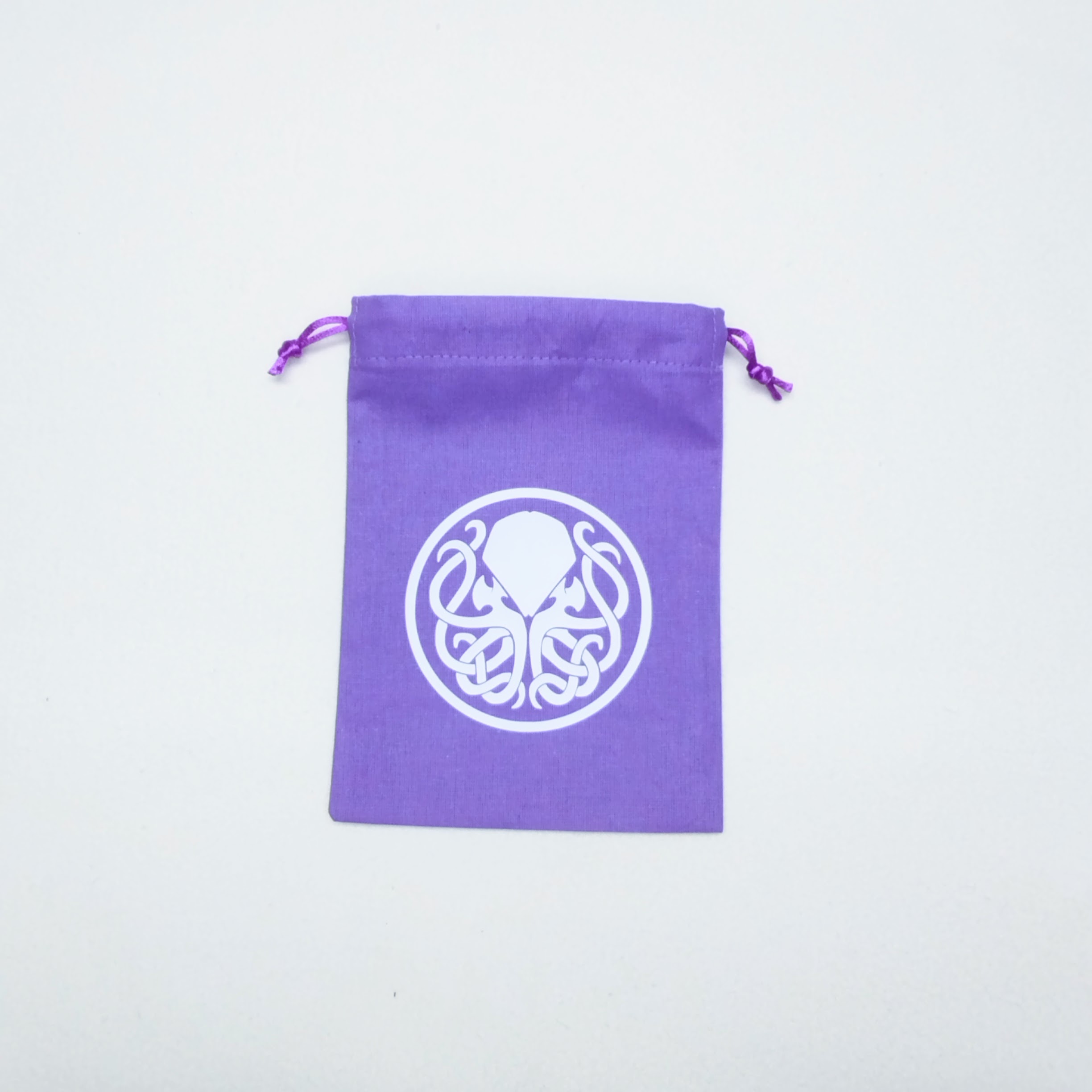Bourse à dés plate violette- motif pieuvre Cthulhu blanc