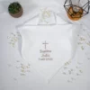 Lange de baptême en double gaze de coton - motif croix