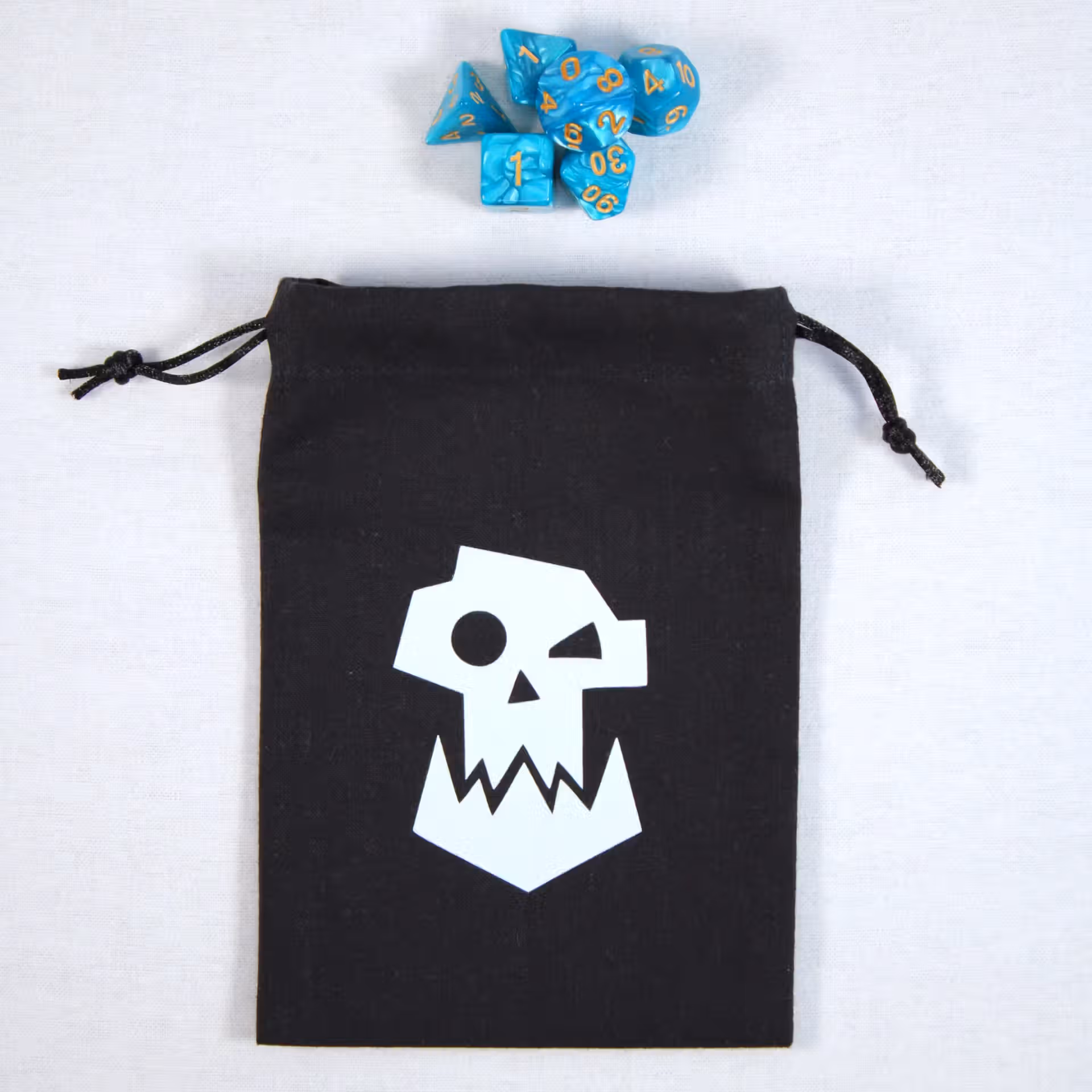 IMG_62712 Bourse à dés noire - motif Ork, Gork ou Mork