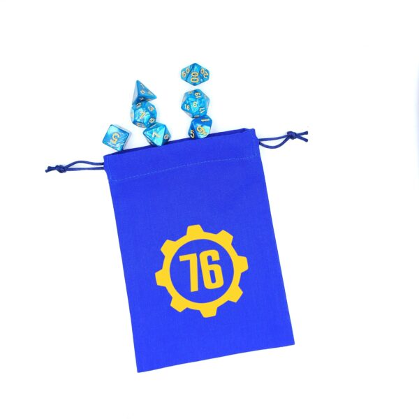 Bourse à dés plate inspirée de l'univers Fallout avec porte crantée et numéro d'abri 76 Vault Tec