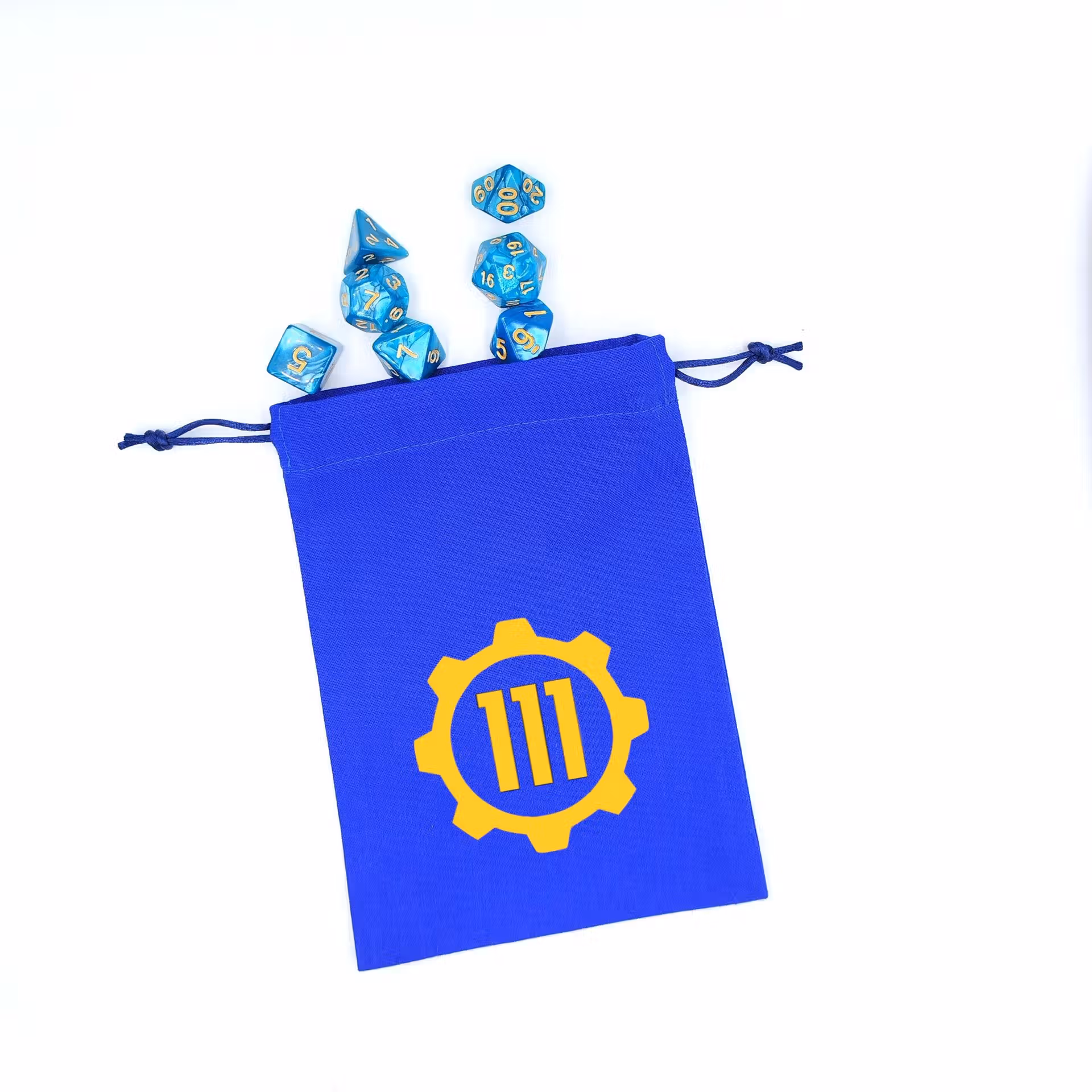 Bourse à dés plate inspirée de l'univers Fallout avec porte crantée et numéro d'abri 111 Vault Tec