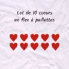 Lot de 10 cœurs en flex ou vinyle thermocollant à paillettes