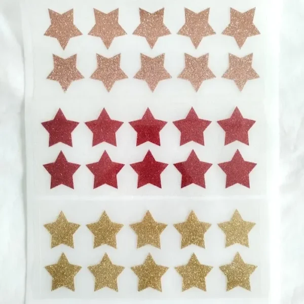 Lot de 10 étoiles en flex ou vinyle thermocollant à paillettes