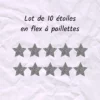 Lot de 10 étoiles en flex ou vinyle thermocollant à paillettes