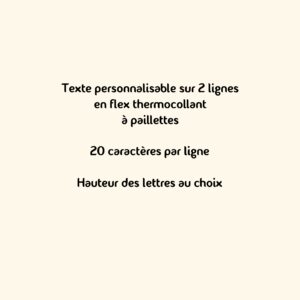 flex thermocollant à paillettes "texte sur 2 lignes"