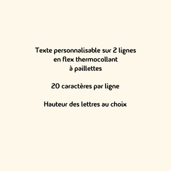 flex thermocollant à paillettes "texte sur 2 lignes"