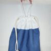 sac à pain rond bicolore bleu et écru