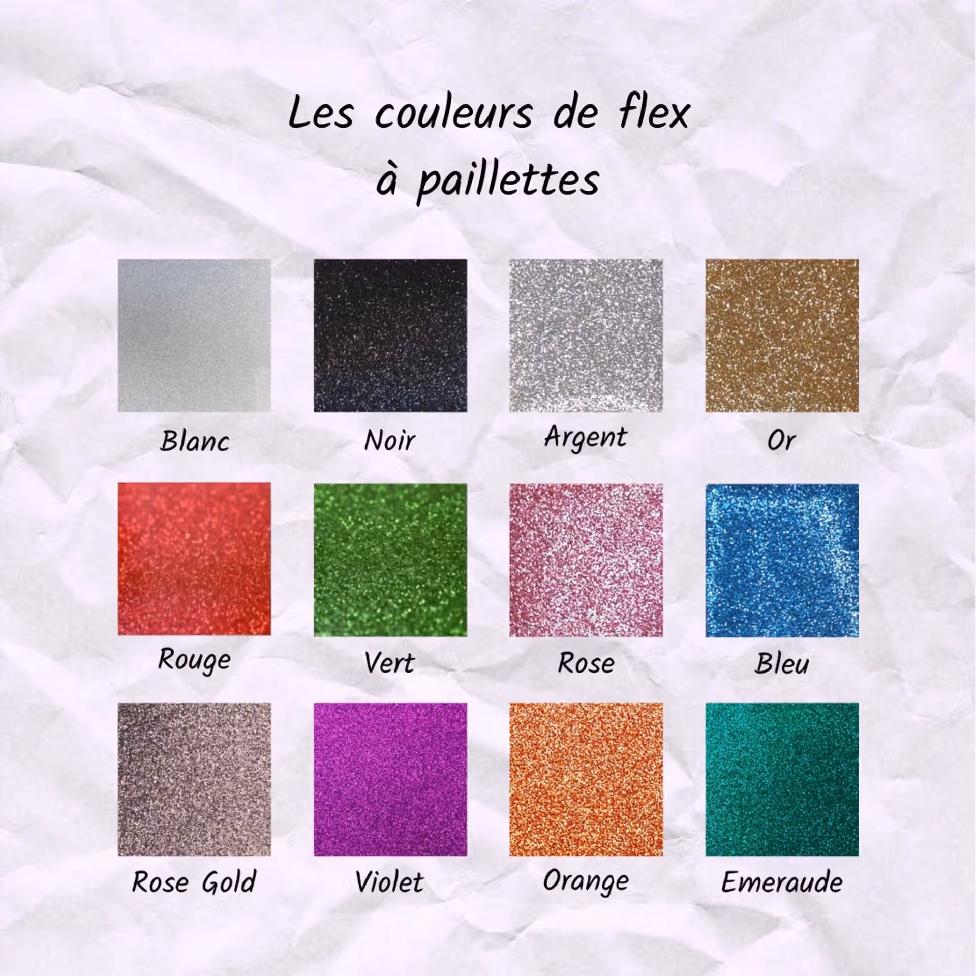 Texte personnalisable sur 1 ligne en flex thermocollant à paillettes