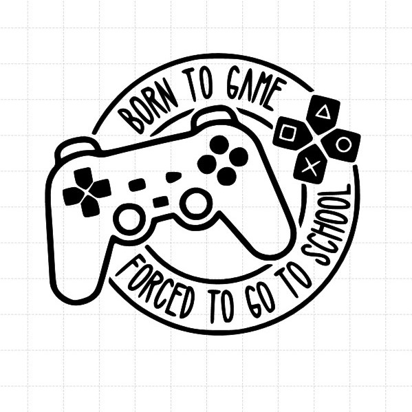 flex thermocollant noir "Born to game forced to go to school"