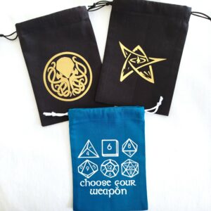 3 bourses à dés plate pou jeux de rôle (choose your weapon, elder & Cthulhu